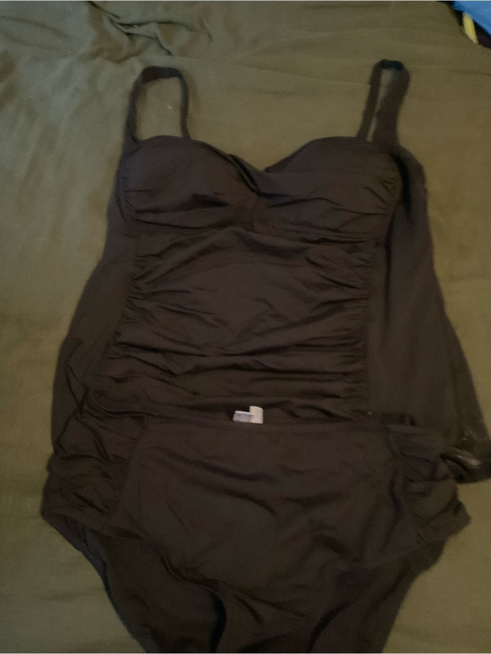 Liz Claiborne Black Ruched One-Piece Swim with Brief